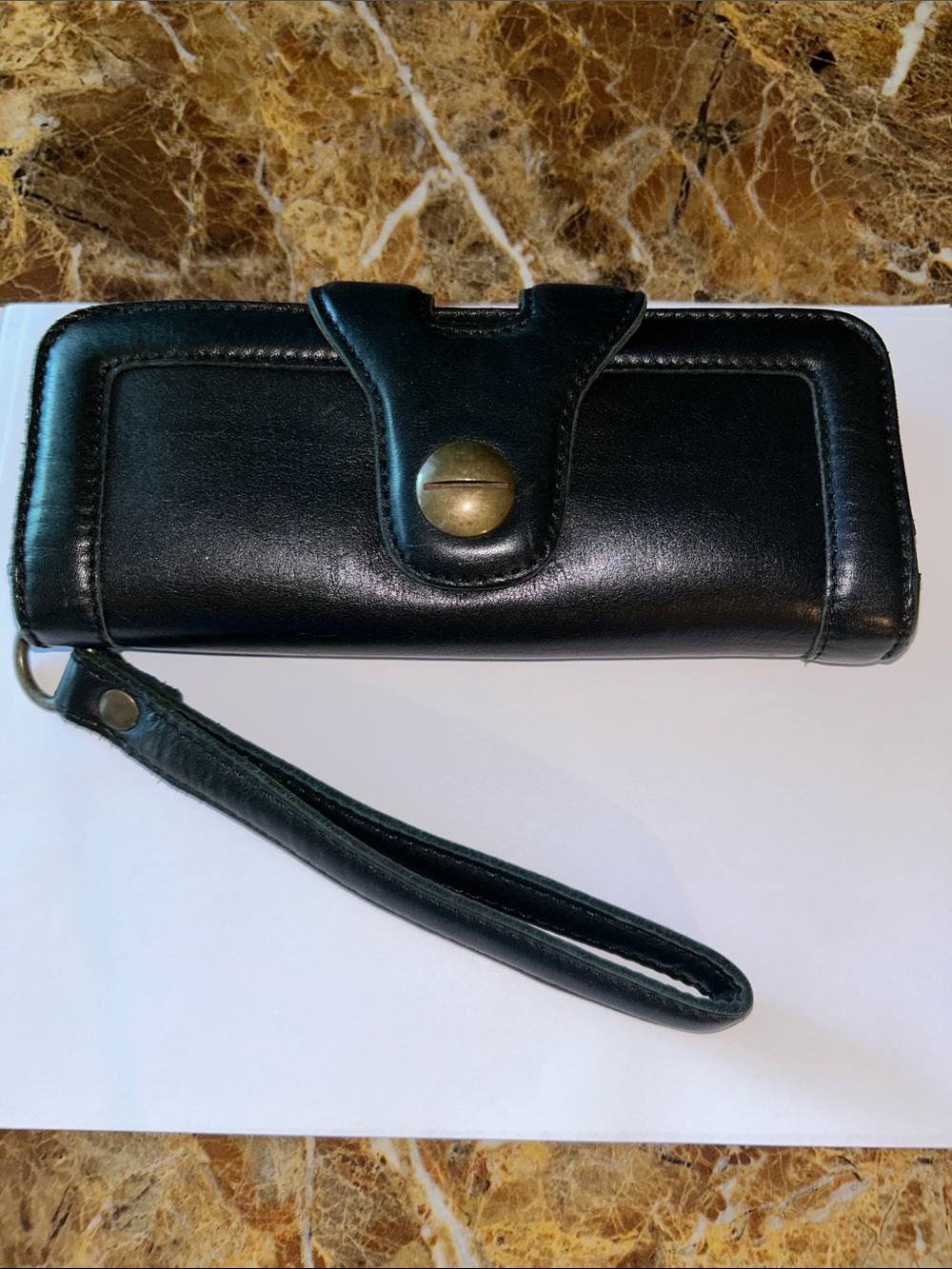 Gerard Darel Black Leather Wristlet Clutch